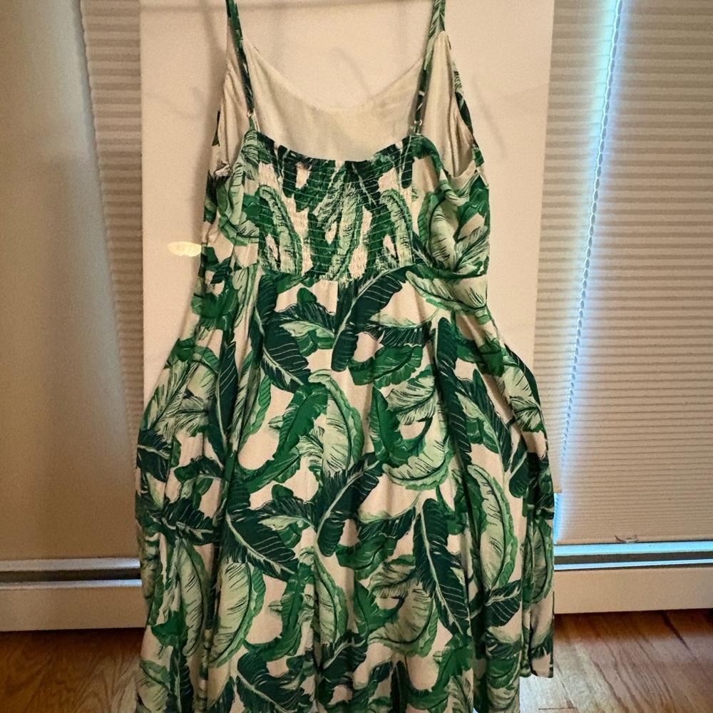 OLD NAVY Vibrant Y2K Tropical Green Coquette Flirty Sexy Retro Midi Dress Size L - Picture 6 of 6